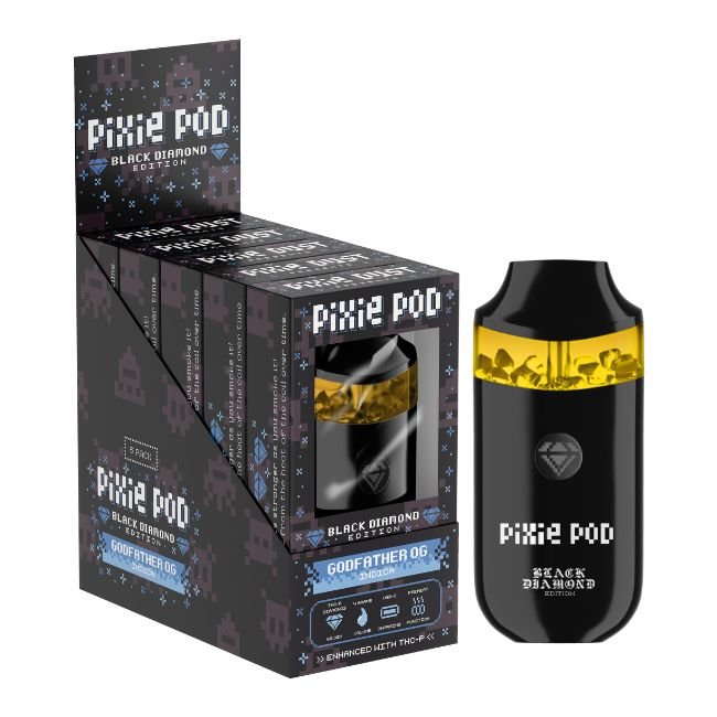 PIXIEPOD4GMDIS002 PIXIE POD BLACK DIAMOND EDITION THCA ENHANCED WITH THCP 4GM DISPO 5CT/ BOX