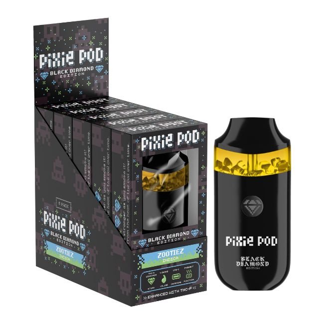 PIXIEPOD4GMDIS003 PIXIE POD BLACK DIAMOND EDITION THCA ENHANCED WITH THCP 4GM DISPO 5CT/ BOX