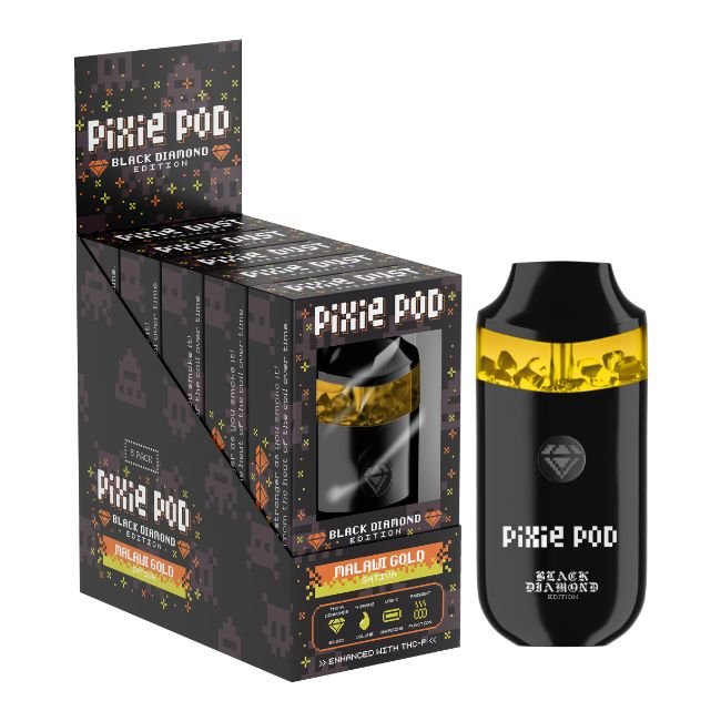 PIXIEPOD4GMDIS004 PIXIE POD BLACK DIAMOND EDITION THCA ENHANCED WITH THCP 4GM DISPO 5CT/ BOX