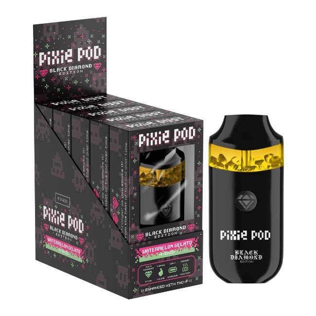 PIXIEPOD4GMDIS006 PIXIE POD BLACK DIAMOND EDITION THCA ENHANCED WITH THCP 4GM DISPO 5CT/ BOX
