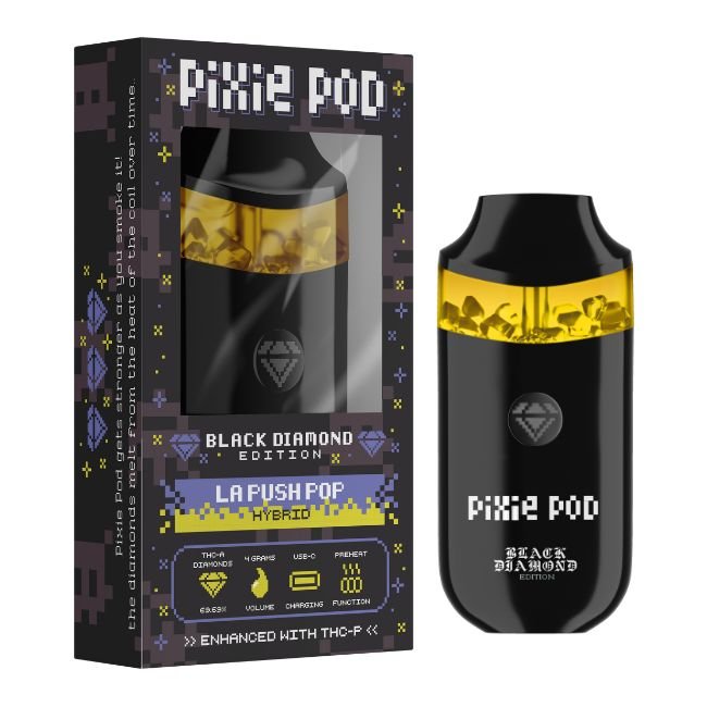 PIXIEPOD4GMDIS007 PIXIE POD BLACK DIAMOND EDITION THCA ENHANCED WITH THCP 4GM DISPO 5CT/ BOX