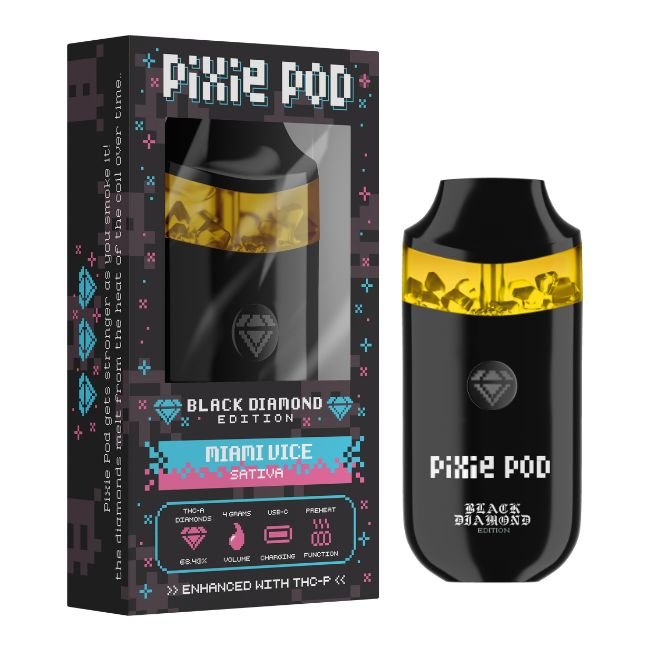 PIXIEPOD4GMDIS009 PIXIE POD BLACK DIAMOND EDITION THCA ENHANCED WITH THCP 4GM DISPO 5CT/ BOX