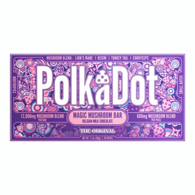 POLK A DOT MAGIC BLEND MUSHROOM 12,000MG CHOCOLATE BAR 10CT/ BOX POLK A DOT MAGIC BLEND MUSHROOM 12,000MG CHOCOLATE BAR 10CT/ BOX