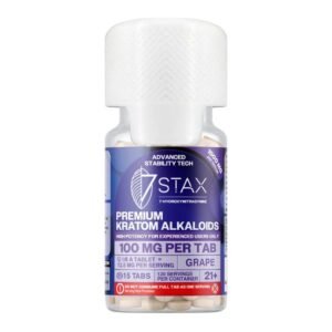 STAX 7-HYDROXY PREMIUM KRATOM ALKALOIDS 100MG PER TABLET 15CT/ JAR