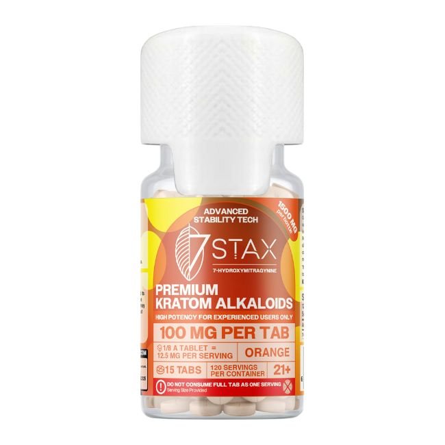STAX7HY100MGJR03 STAX 7-HYDROXY PREMIUM KRATOM ALKALOIDS 100MG PER TABLET 15CT/ JAR