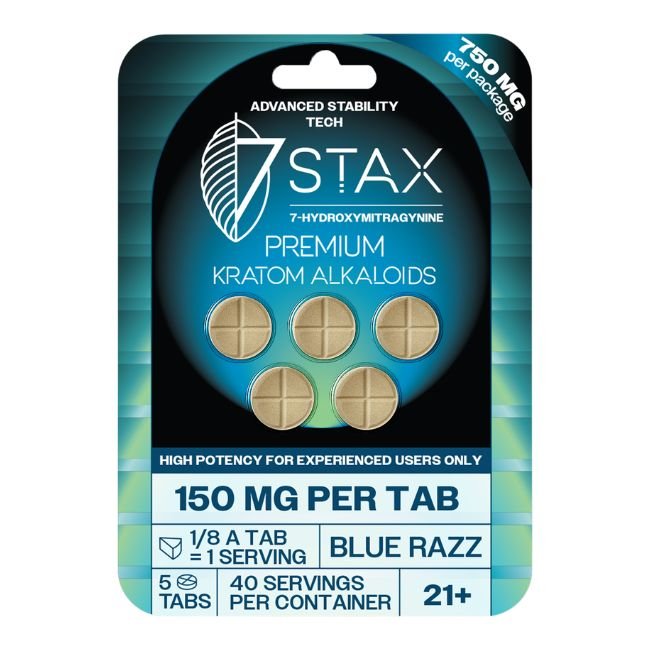 STAX7HY150MG5P001 STAX 7-HYDROXY PREMIUM KRATOM ALKALOIDS 150MG PER TABLET 5CT/5PK