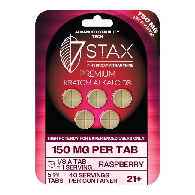 STAX7HY150MG5P003 STAX 7-HYDROXY PREMIUM KRATOM ALKALOIDS 150MG PER TABLET 5CT/5PK