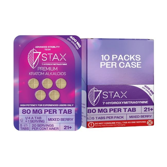 STAX7HYD80MGTB02 STAX 7-HYDROXY PREMIUM KRATOM ALKALOIDS 80MG PER TABLET 5CT/10PK