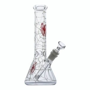 11'' SPIDER WEB GLOW IN THE DARK BEAKER WATER PIPE