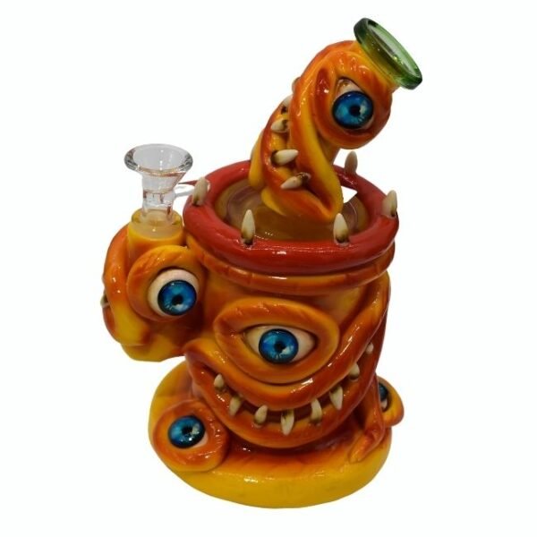 8'' GLOW IN THE DARK MONSTER EYE DESIGN WATER PIPE