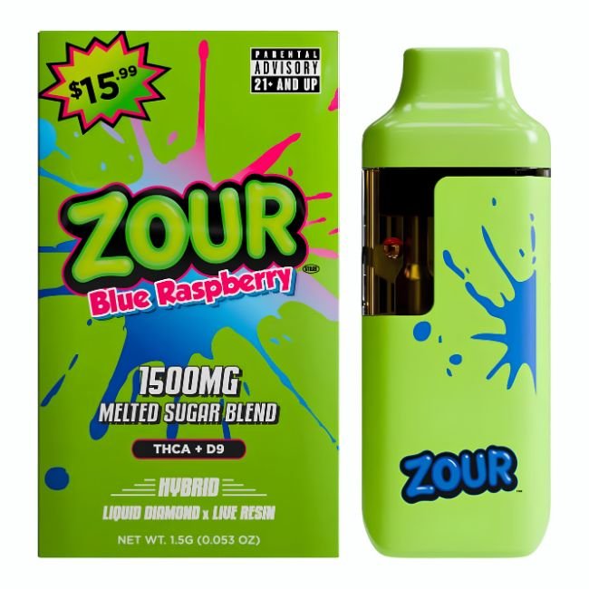 ZOUR STASH THCA+D9 MELTED SUGAR BLEND LIQUID DIAMOND X LIVE RESIN 1.5GM DISPO 5CT/ BOX (PRE PRICED $15.99) ZOUR STASH THCA+D9 MELTED SUGAR BLEND LIQUID DIAMOND X LIVE RESIN 1.5GM DISPO 5CT/ BOX (PRE PRICED $15.99)